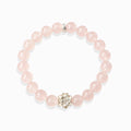 Lotus Emotion Renewal Rose Quartz Bracelet, natural soft pink rose quartz bracelet with sterling silver lotus charm