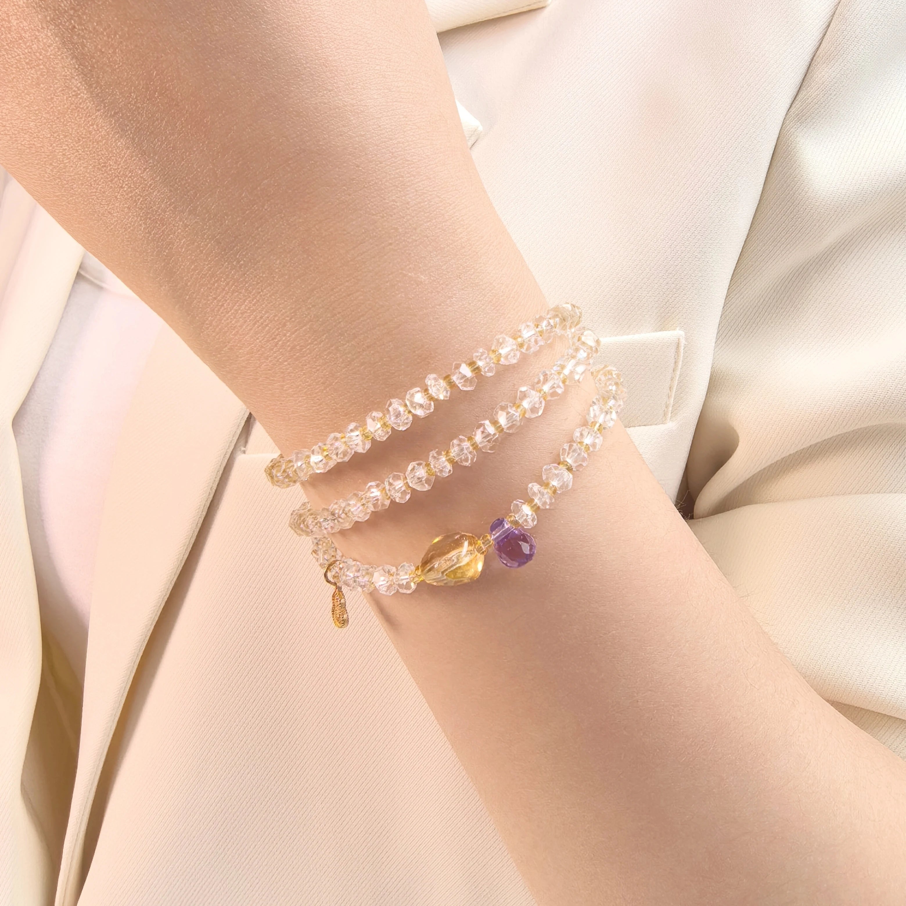 Three Graces Clear Quartz Wrap Bracelet