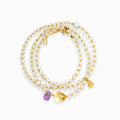 Three Graces multi strand clear quartz wrap bracelet gold crystal jewelry with citrine amethyst larimar