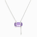 Violet Reverie amethyst lariat necklace silver spiritual healing crystal pendant